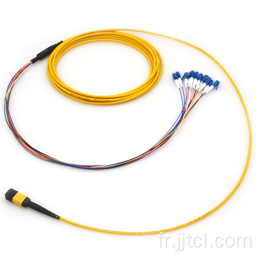 Câble hybride à faible perte MPO-LC 12F SM 0,9 mm
